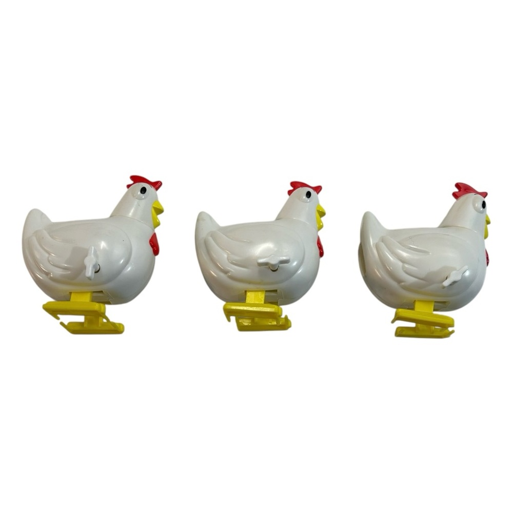 Lot (3) Vintage Hubba Bubba Chicken Chick Candy Dispenser Wind Up Walker Gum
